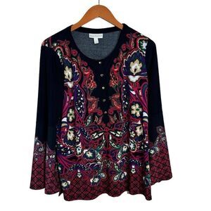 Dana Buchman Floral Top Size L, SKU: 189-3014